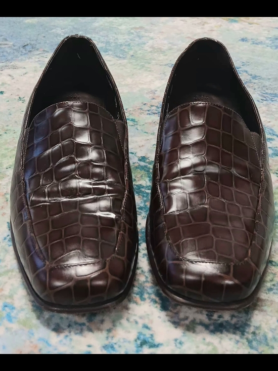 Cole Haan Shoes - Cole Haan Women's Dark Brown Croc-Embossed Leather Loafers